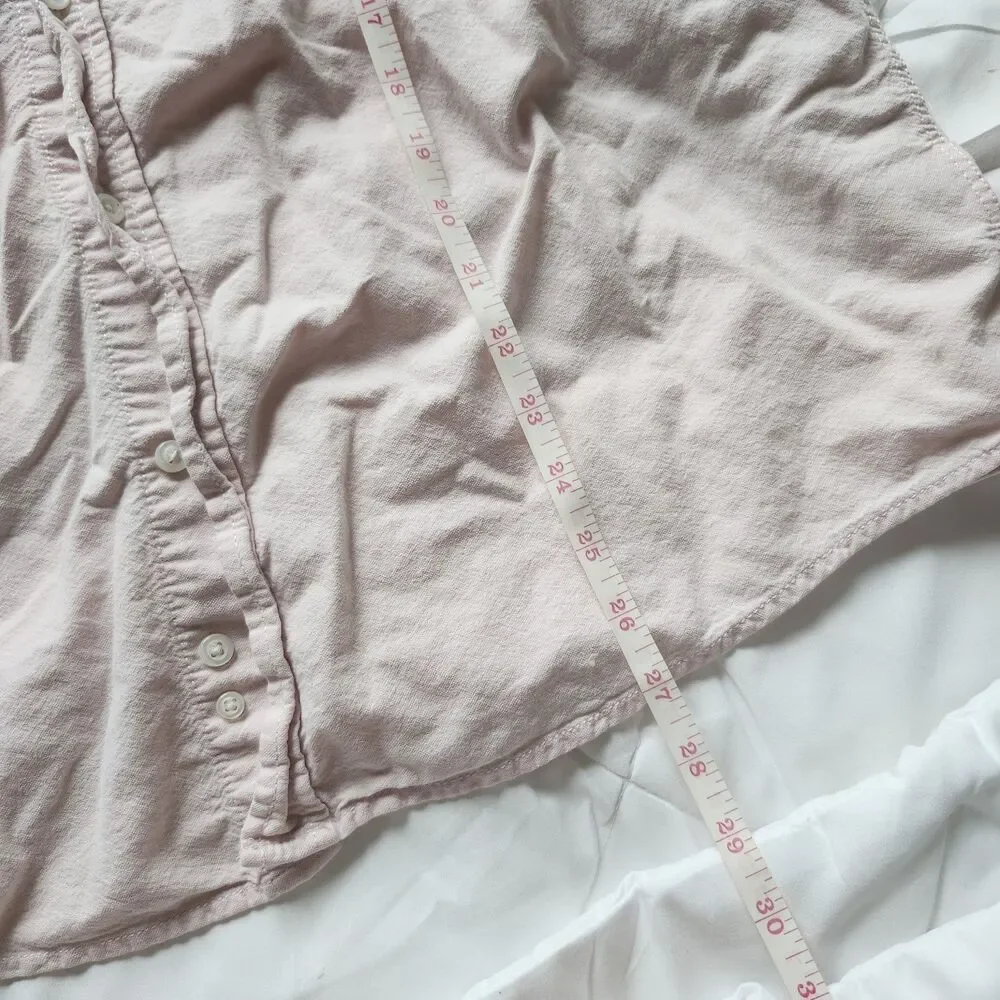 George Men's Light Pink Cotton Button Down Shirt Short Sleeve Size L